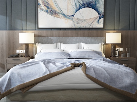  现代床具组合3d模型 