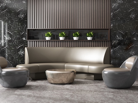  现代沙发茶几组合 背景墙3d模型 