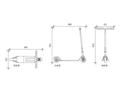 电动代步车 电动踏板车 锂电滑板车 折叠电动车 电动滑行车cad施工图