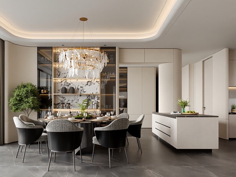  现代餐厅3d模型 