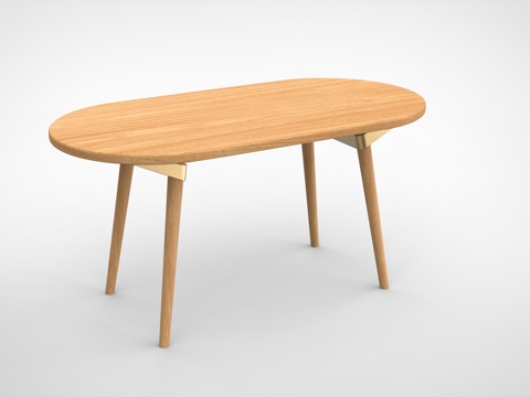  现代原木餐桌3D模型3d模型 