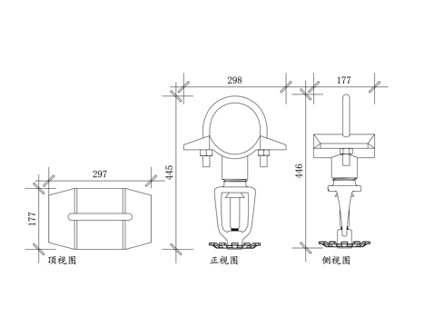 垂直洒水喷头 上喷喷淋头 直立型喷头 上喷式喷头 垂式喷淋头cad施工图