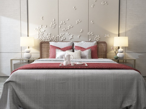  现代床具组合3d模型 