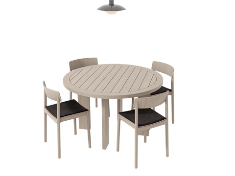  现代实木餐桌椅组合3d模型 