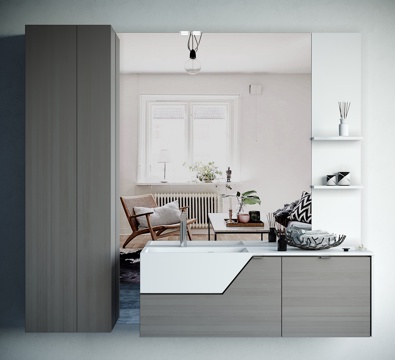  现代洗面盆 镜柜3d模型 