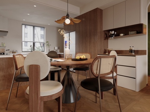  中古风餐厅厨房3d模型 