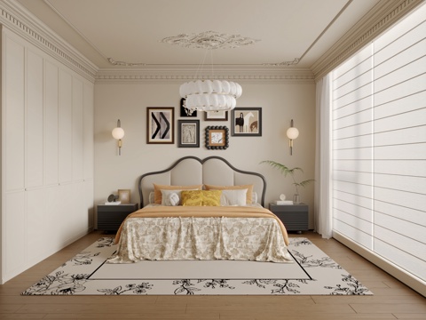  法式复古卧室3d模型 