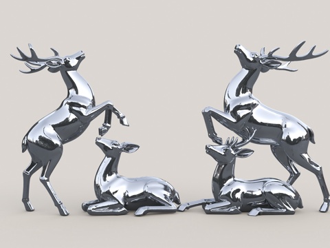 鹿雕塑 鹿 小品鹿 景观鹿 动物雕塑 景观鹿雕塑su模型