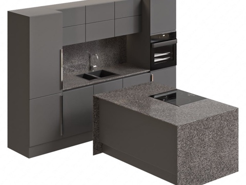  橱柜中岛台3d模型 