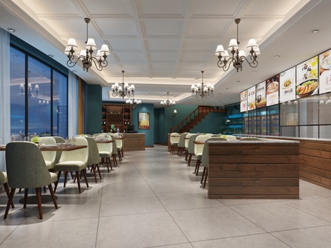  现代风格快餐店3d模型 