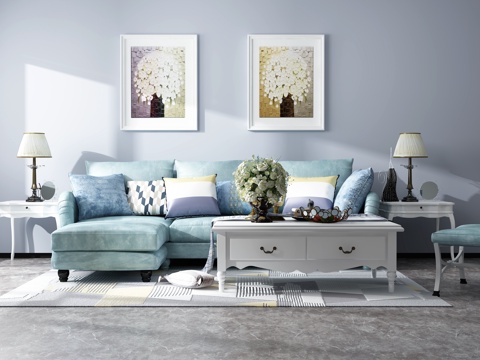  地中海沙发茶几组合3d模型 