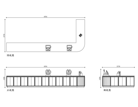 收银台 收款柜台 收银操作台 商超收银台 大型收银柜台cad施工图