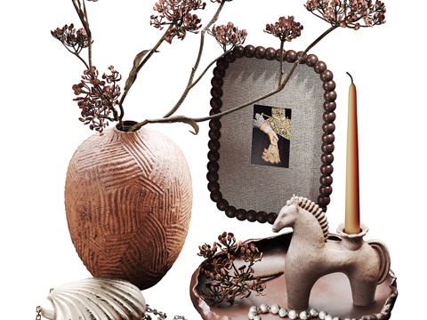  中古风饰品摆件组合3d模型 