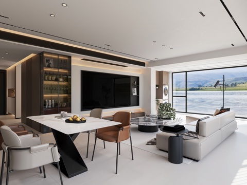  现代意式客餐厅3d模型 