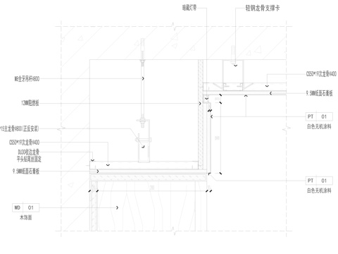 双眼皮吊顶侧面灯带节点cad施工图