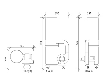 吸尘器 除尘设备 集尘器 吸尘机 除尘机cad施工图