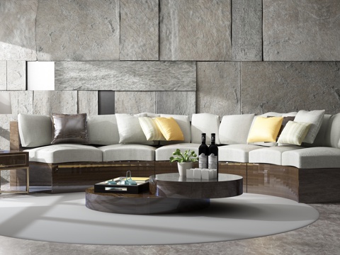  现代沙发茶几组合3d模型 