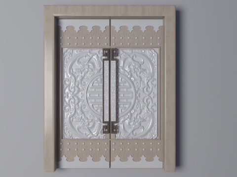  现代平开门3d模型 