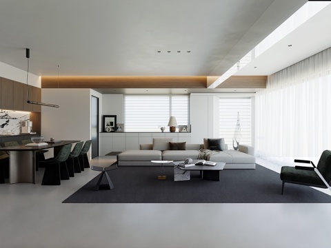  现代客餐厅3d模型 