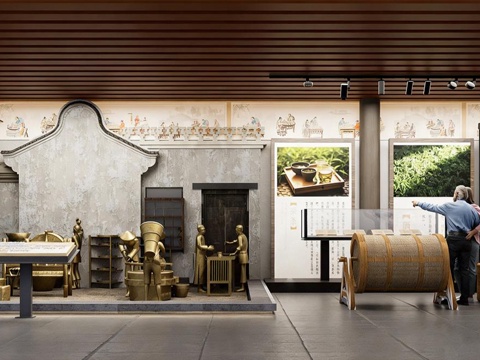 新中式茶馆 茶叶工坊su模型