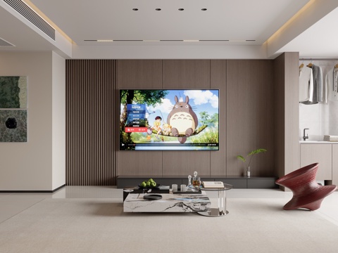  意式轻奢原木客厅3d模型 