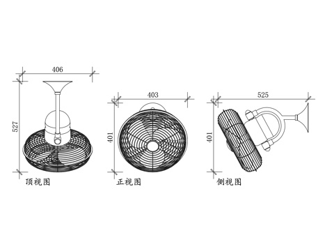 工业壁扇 车间墙扇 工厂壁扇 工业挂墙扇 车间壁扇cad施工图
