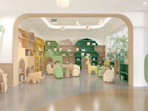  学校教育大厅阅读3d模型 