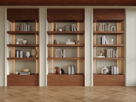 现代书柜 书籍摆件su模型