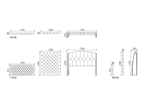 软包床头 软包靠背板 布艺软包床头 床头软包板 卧室软包床头cad施工图