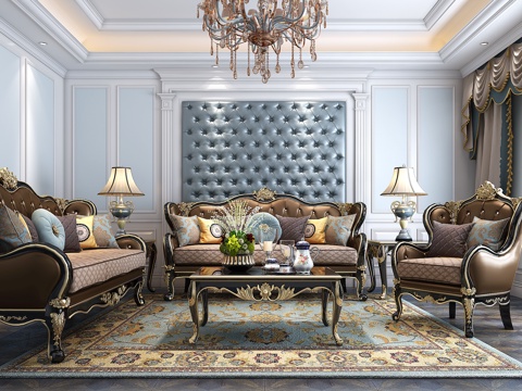  欧式古典客厅沙发3d模型 