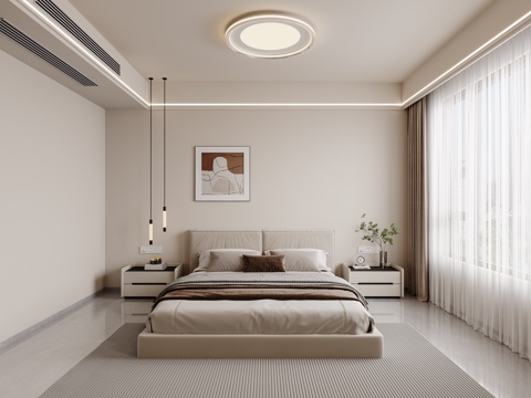  现代卧室3d模型 