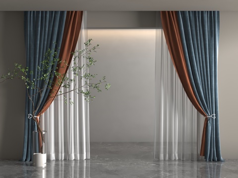  现代窗帘3d模型 