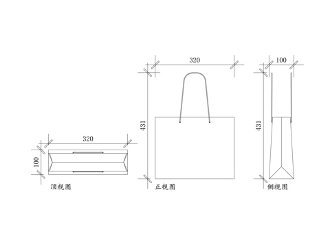 购物袋 手提购物袋 环保购物袋 帆布购物袋 便携购物袋cad施工图