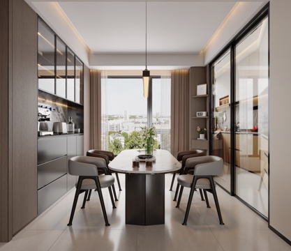  意式轻奢餐厅3d模型 