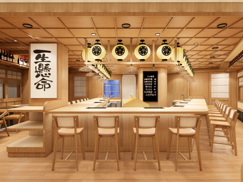 日式烧烤店 最新全套 效果图 施工图设计cad施工图