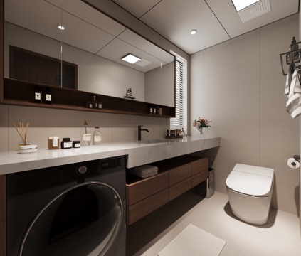  中古风卫生间3d模型 