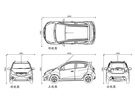 小型轿车 城市代步车 紧凑型轿车 微型轿车 两厢小车cad施工图