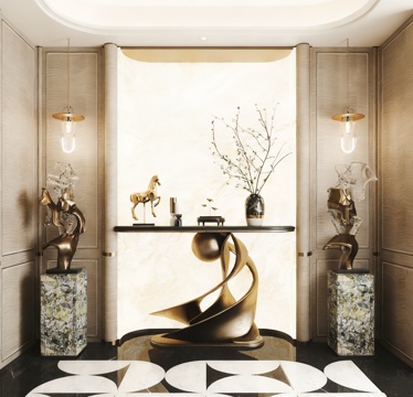  现代轻奢玄关3d模型 