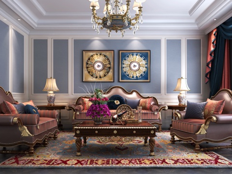  欧式古典客厅沙发3d模型 