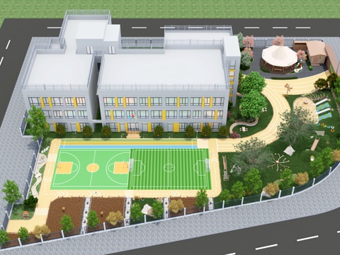  学校幼儿园户外外场沙水3d模型 