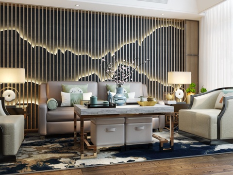  新中式沙发 中式沙发 单人沙发 多人沙发3d模型 