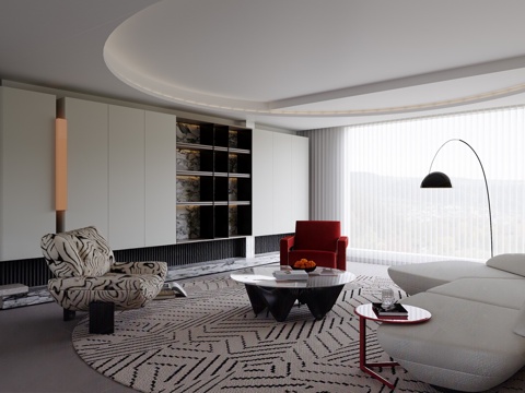  现代客厅3d模型 