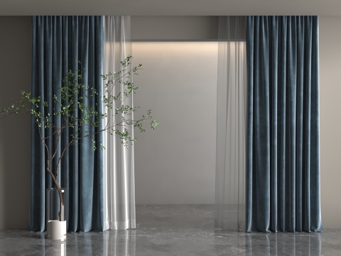  现代窗帘3d模型 