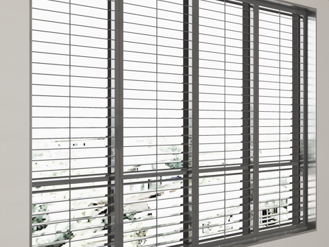  现代落地窗3d模型 