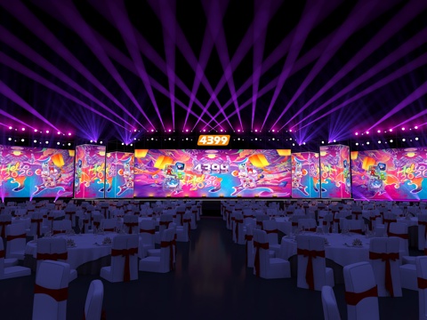  现代年会舞台 会议舞台 开幕式舞台3d模型 