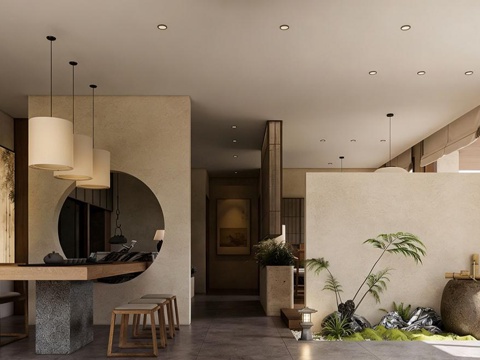 新中式茶馆 茶叶店 茶桌组合su模型