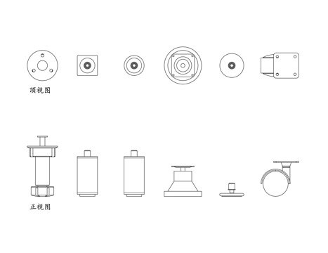 家具脚架 家具底架 家具支撑脚 家具底座架 家具脚垫cad施工图