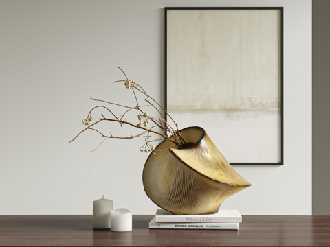  现代干支花瓶摆件组合装饰品3d模型 