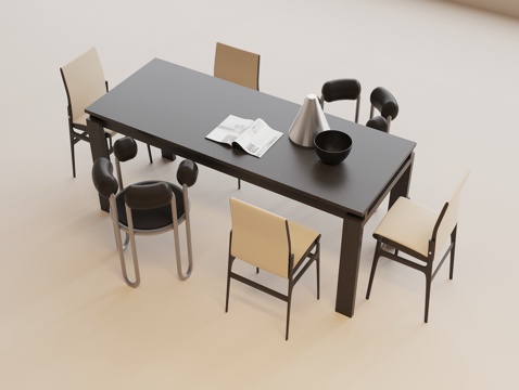  餐桌椅组合 餐桌 休闲椅3d模型 