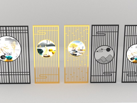  现代新中式屏风23d模型 